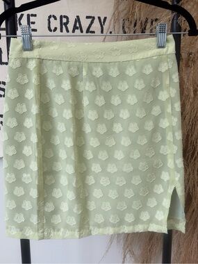 Simple Pale Green Floral Lace Mini Skirt